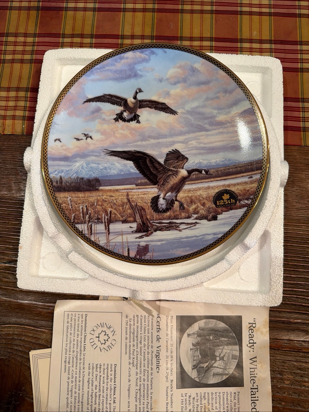 Dominion China Bradex Bradford Exchange Collector Plate Geese Spring Landing